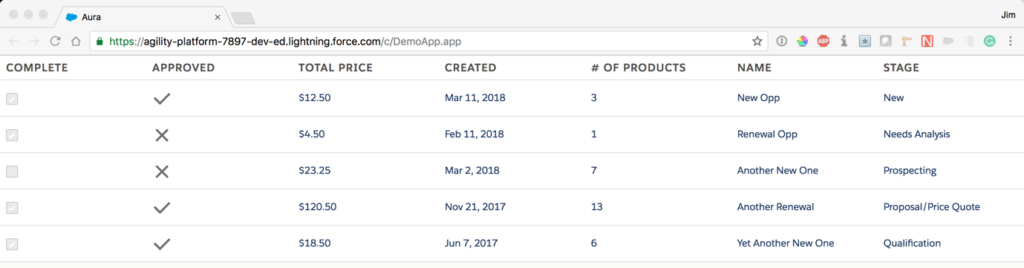 Example of a simple data grid.